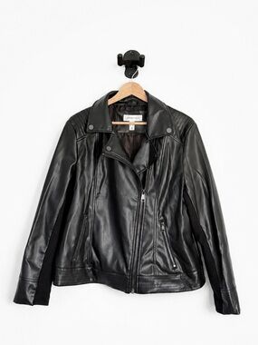 Black Faux  Leather Jacket - 1X | Addition Elle